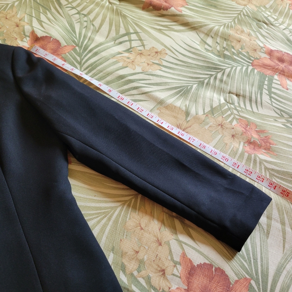 Tahari Arthur S Levine Black Jacket Blazer Open Front Mock Collar 10 - Picture 13 of 16